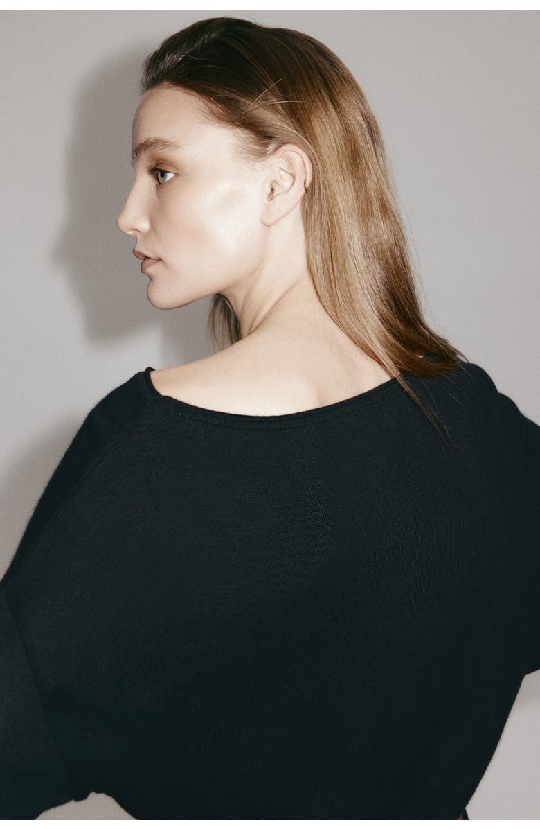 H&M Fine-knit One-shoulder Top, Alternate, color, Black