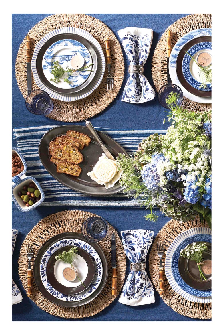 Iberian Set of 4 Cotton Sateen Napkins, Alternate, color, INDIGO