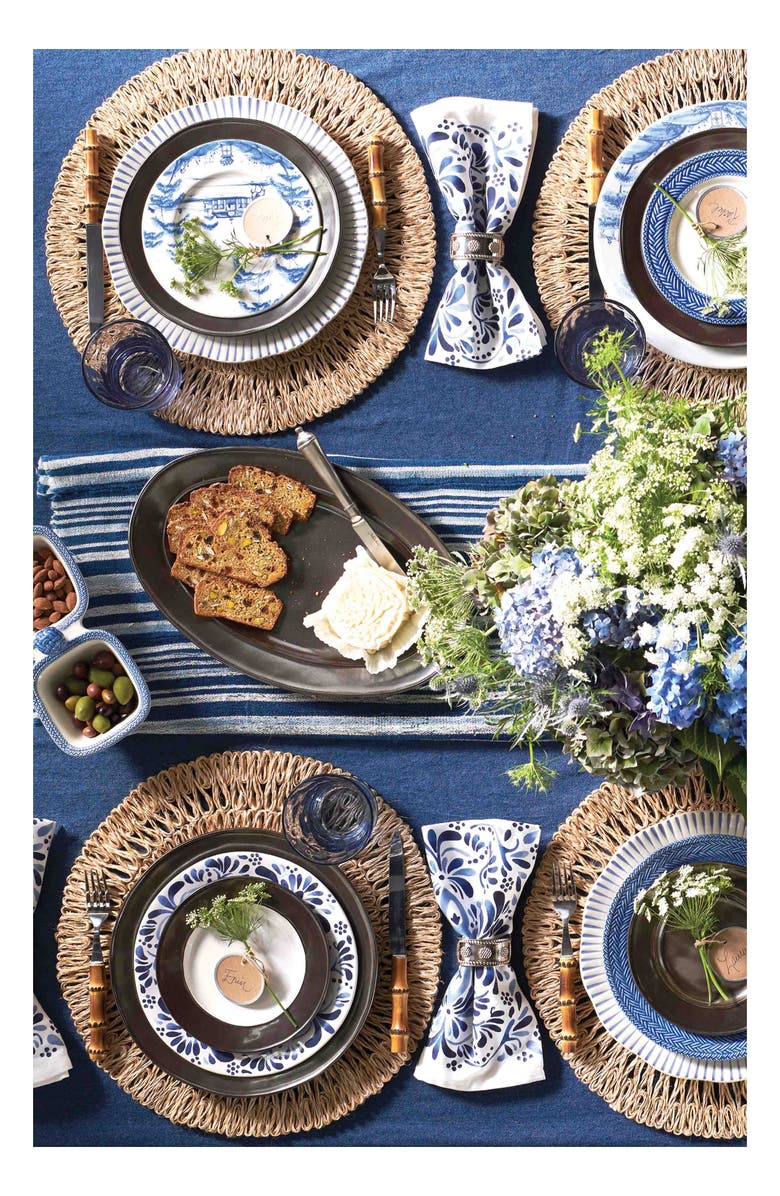 Juliska Iberian Set of 4 Cotton Sateen Napkins, Alternate, color, Indigo