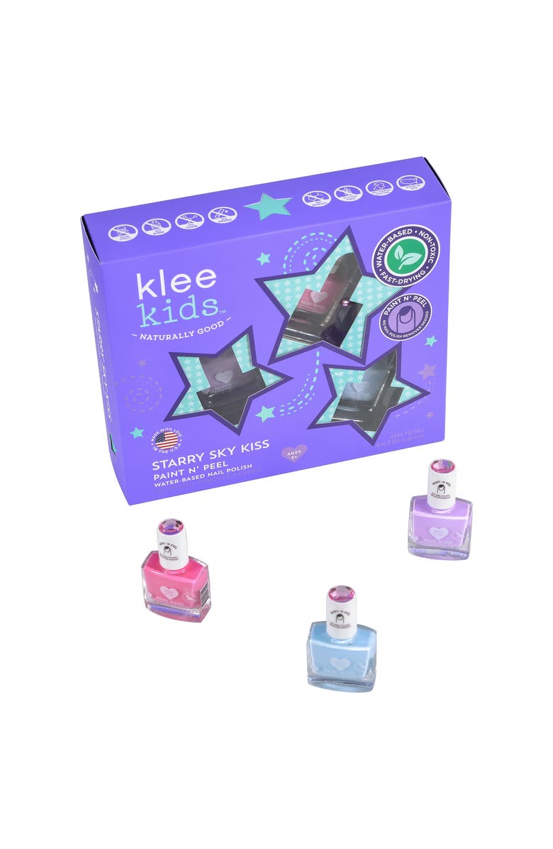 Klee Naturals Starry Sky Kiss - Kids' 3-PC Water-Based Nail Polish Kit, Main, color, Multi