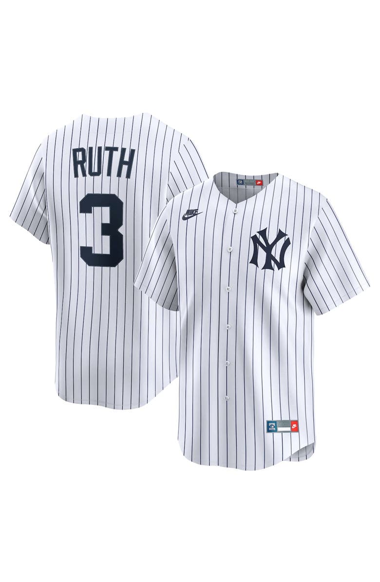 Nike Men's Nike Babe Ruth White New York Yankees Throwback Cooperstown Collection Limited Jersey, Alternate, color, 