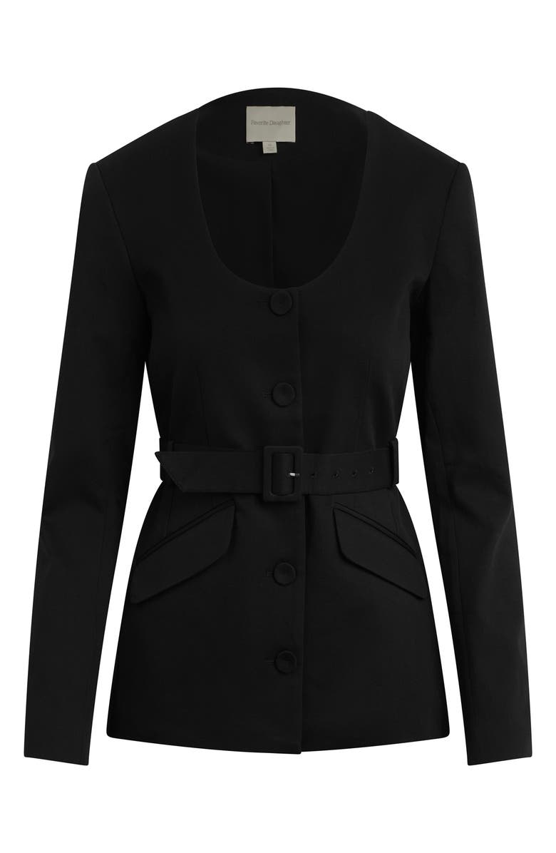 Favorite Daughter The Christy Belted Stretch Cotton Blend Twill Jacket, Alternate, color, Black