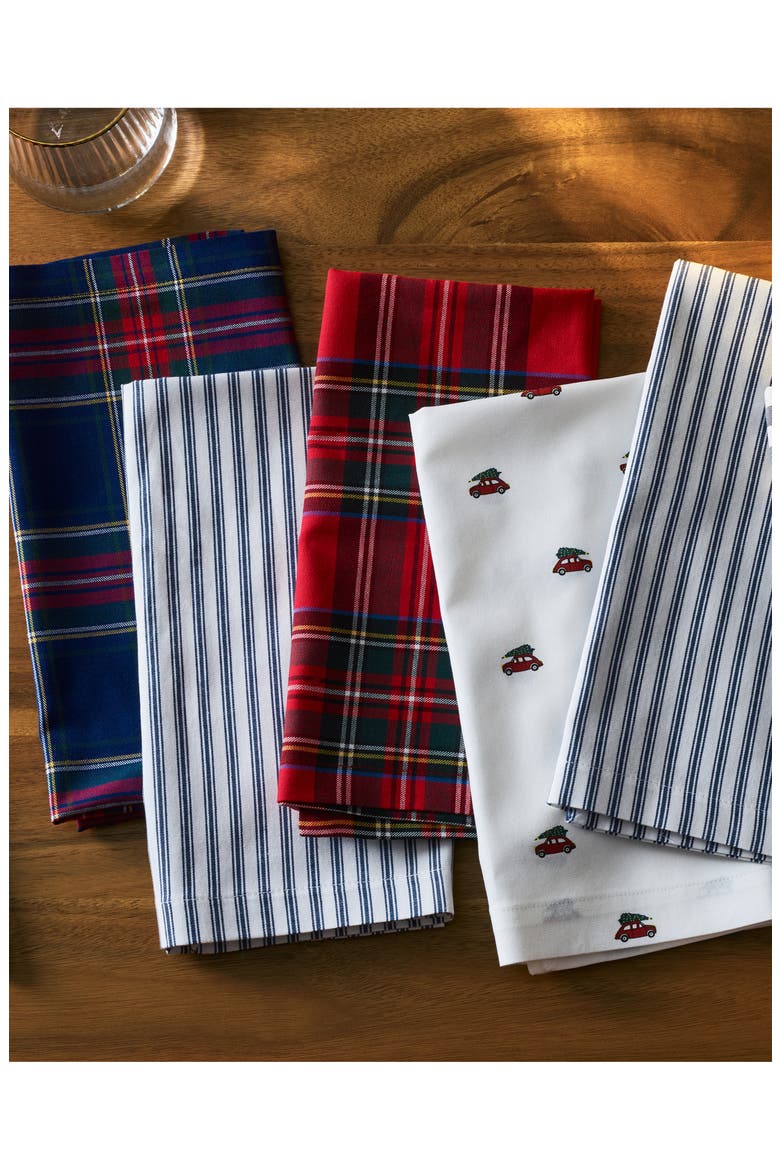 Windsor Set of 4 Tartan Cotton Napkins, Alternate, color, NAVY
