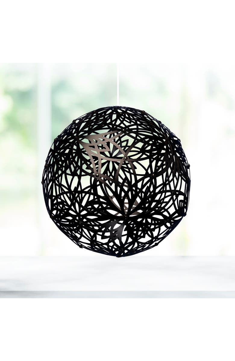GlowTheory 18" Solar Lotus Light Black Outdoor Hanging Décor, Alternate, color, Multicolored