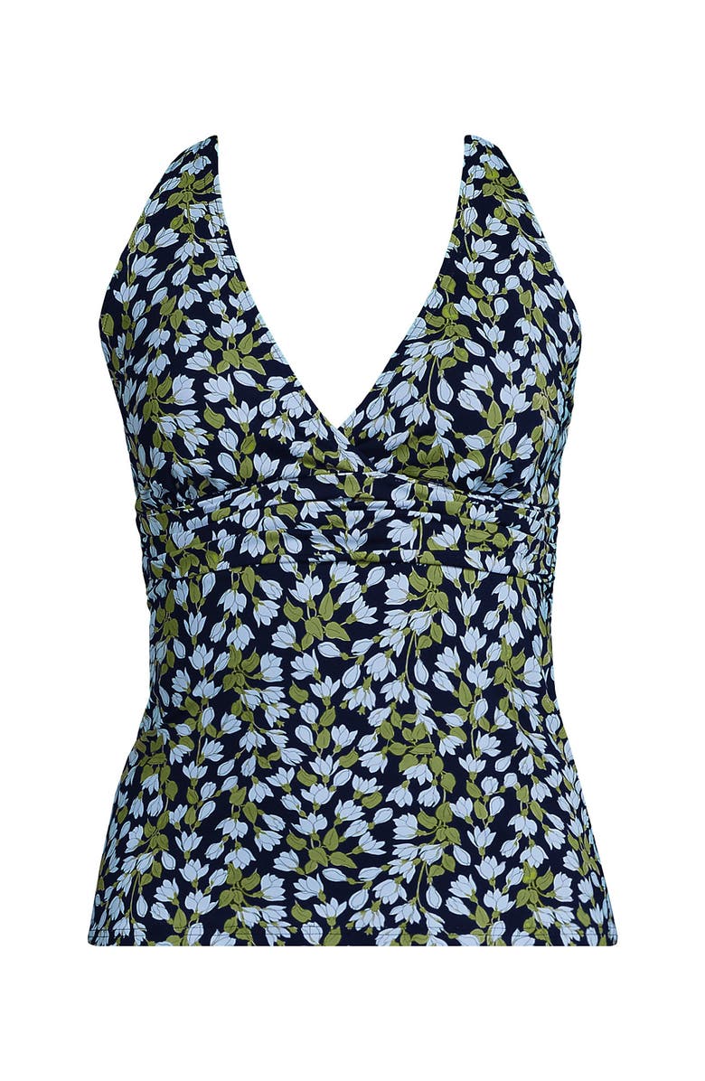 Lands' End D-Cup V-Neck Plunge X Back Tankini Top, Alternate, color, Navy Mini Bloom Floral