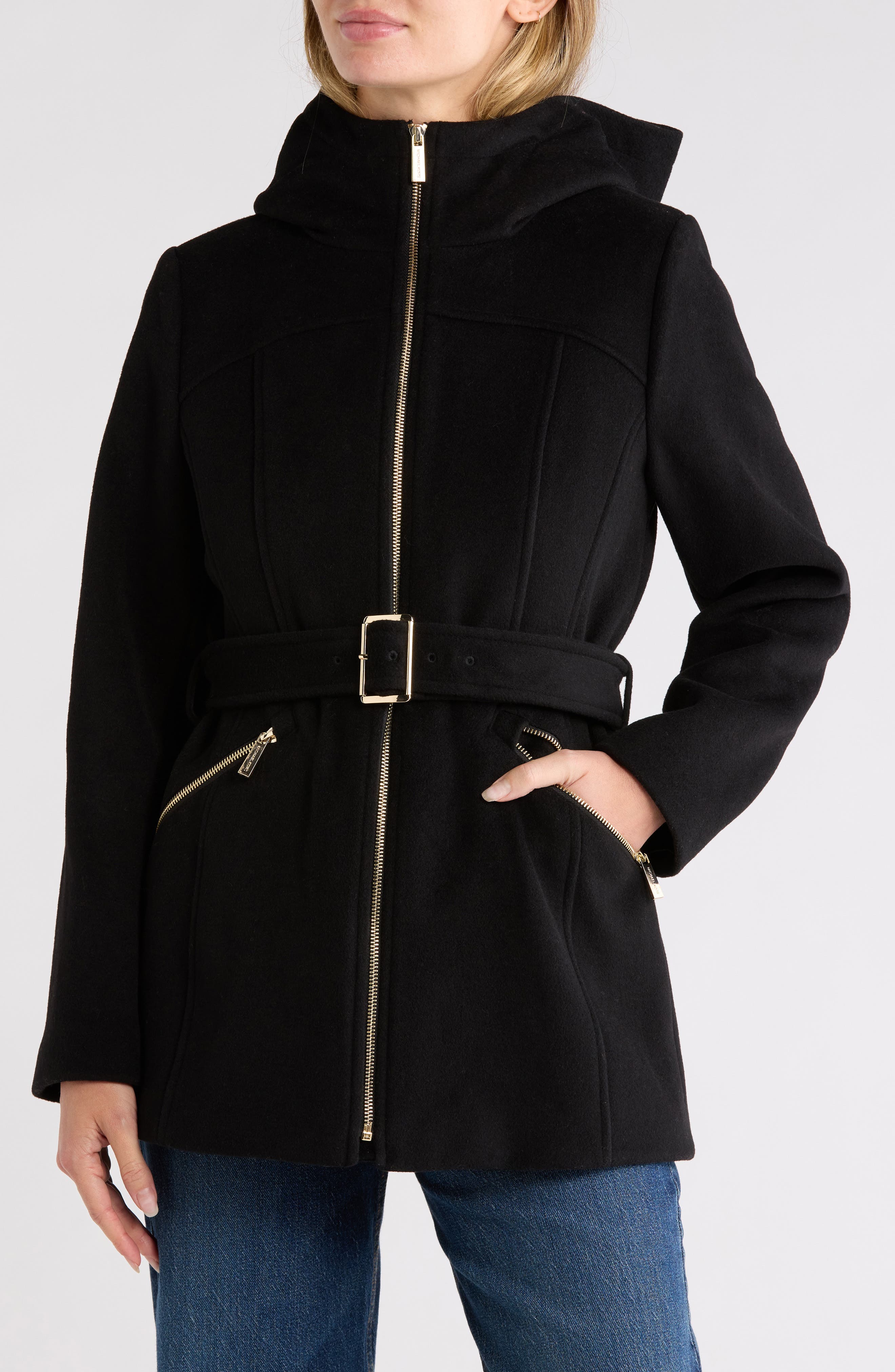 Hooded Wool Blend Coat