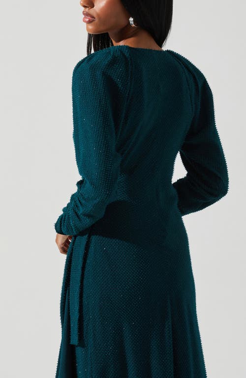 Astr The Label Zenaida Long Sleeve Faux Wrap Dress In Green