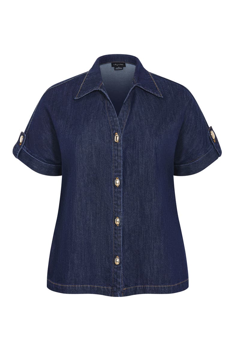 Tilly Cotton Denim Shirt, Main, color, DARK DENIM