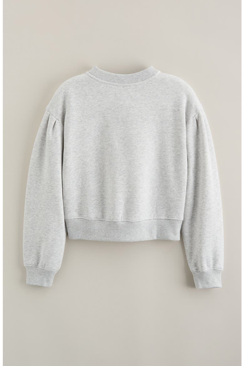 Kids' Pretty Lace Appliqué Sweatshirt, Alternate, color, GREY LIGHT HEATHER LACE HEART