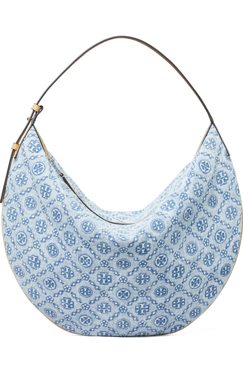 Tory Burch T Monogram Denim Shoulder Bag, Main, color,