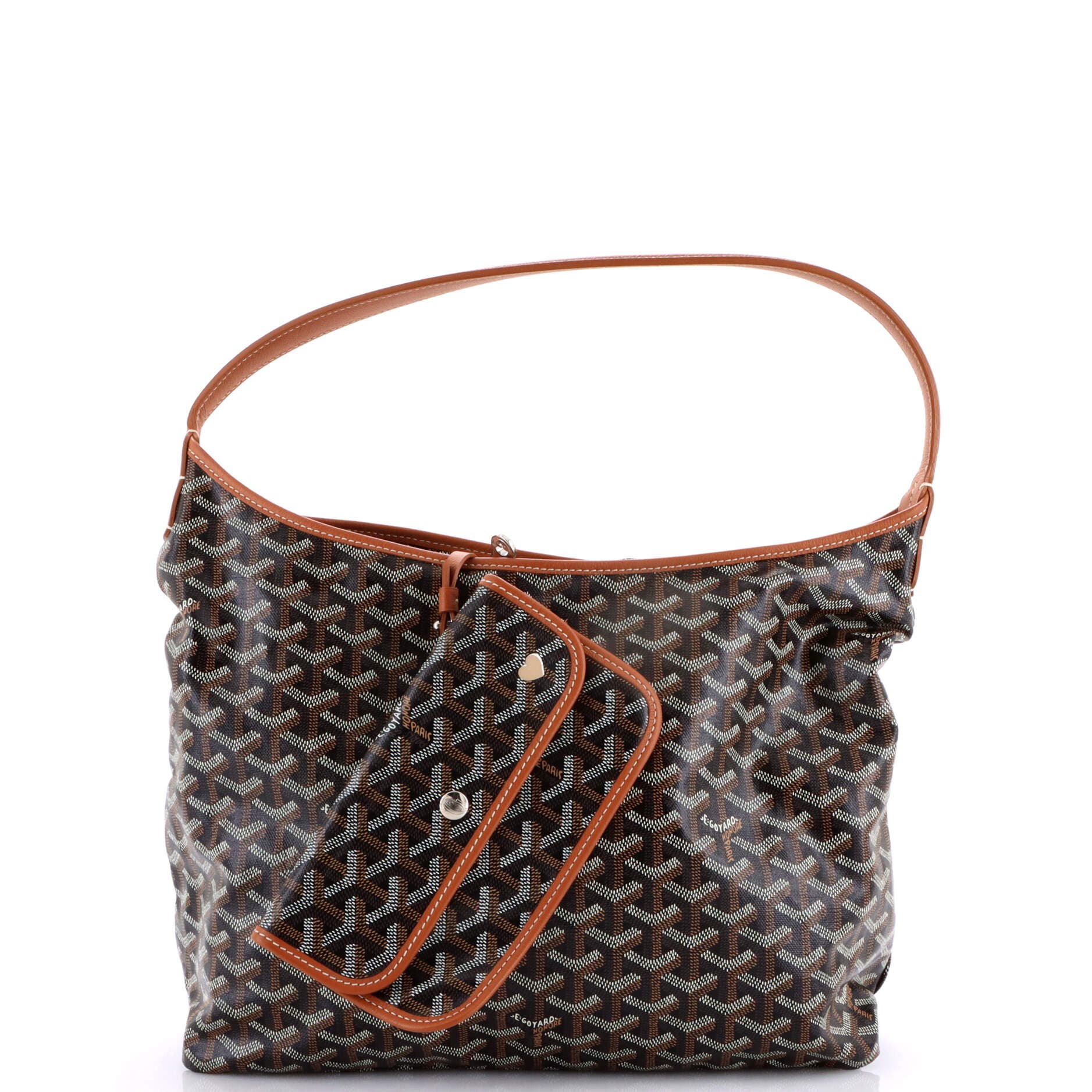 Pre-Owned Goyard Boheme Hobo Coated Canvas, Alternate, color, Brown