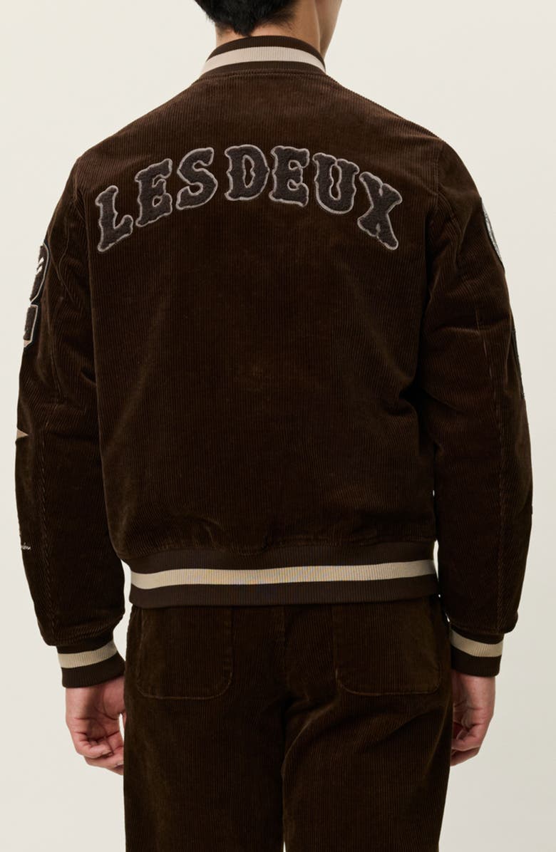 Les Deux LD Corduroy Varsity Jacket, Alternate, color, Slate Brown