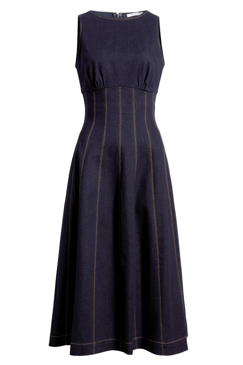 Contrast Stitch Denim Midi Dress, Alternate, color, DENIM