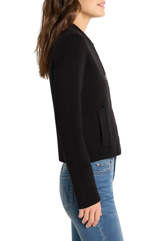 Nic + Zoe Nic+zoe Crop Knit Bomber Jacket In Black Onyx