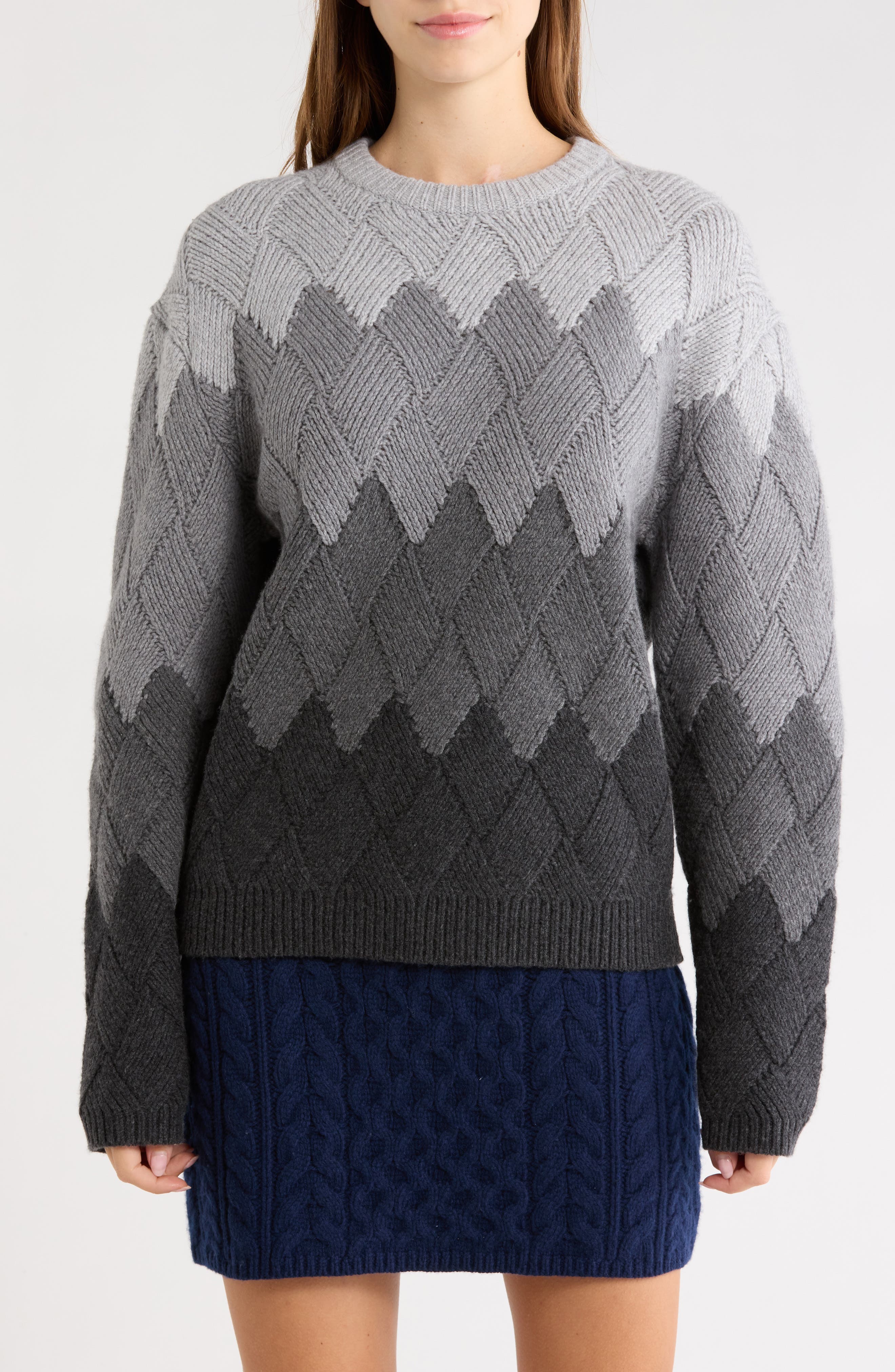 Faux Weave Wool & Cashmere Sweater
