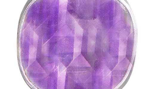 Savvy Cie Jewels Semiprecious Stone Cushion Drop Earrings In Silver/amethyst