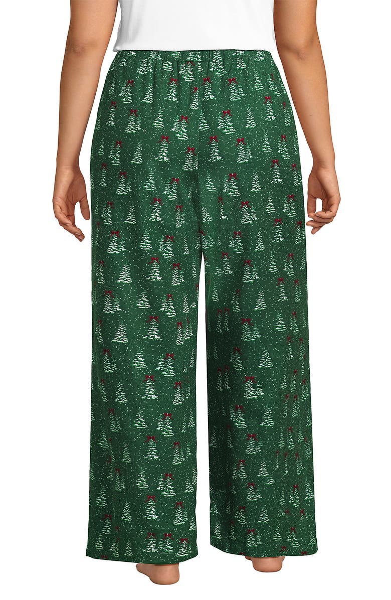 Lands' End Print Flannel Pajama Pants, Alternate, color, Light Emerald Snowy Trees