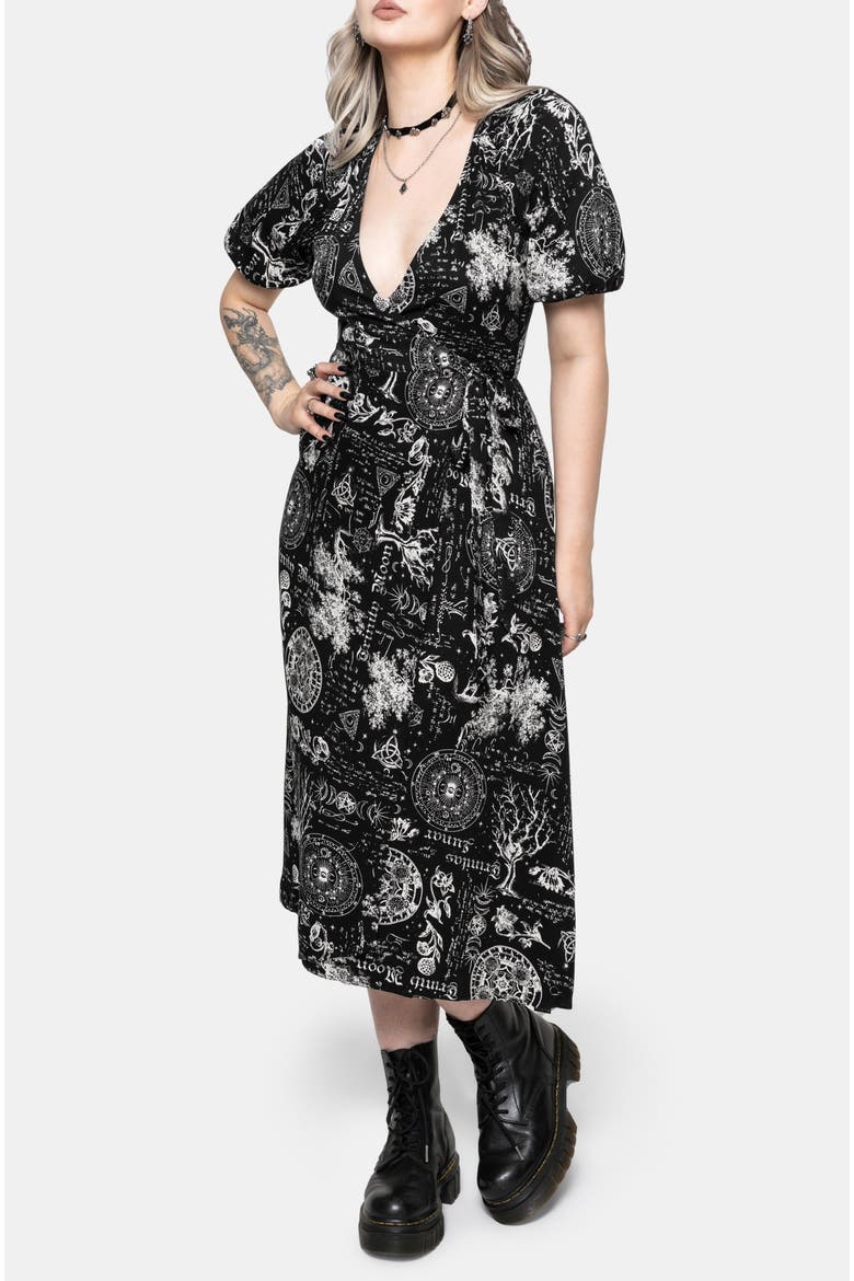 V-Neck Midi Dress, Alternate, color, Black