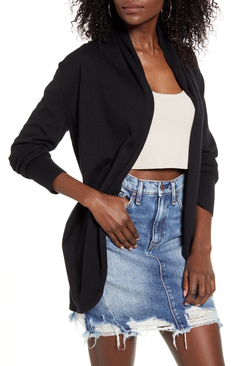 Open Front Cardigan, Main, color, BLACK