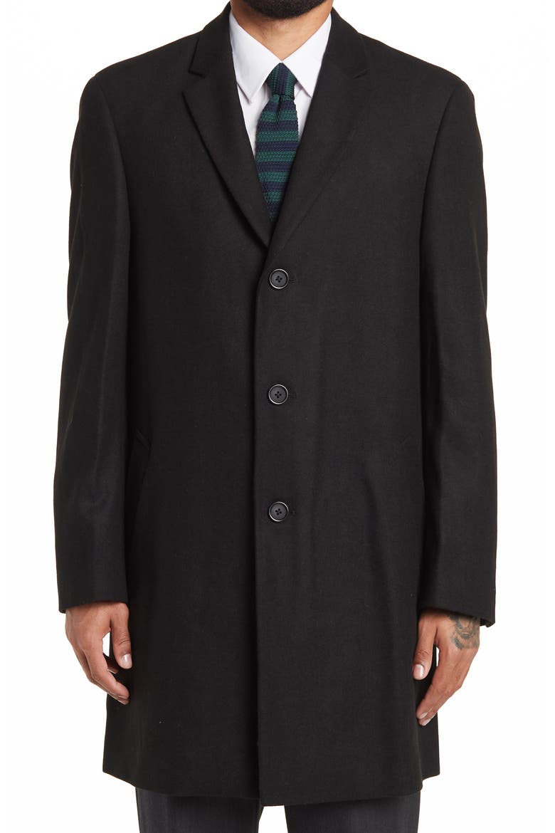 Hanover Wool Blend Topcoat, Alternate, color, BLACK