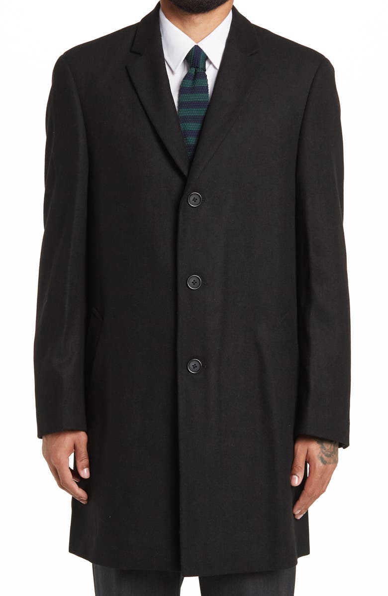 Hart Schaffner Marx Hanover Wool Blend Topcoat, Alternate, color, Black