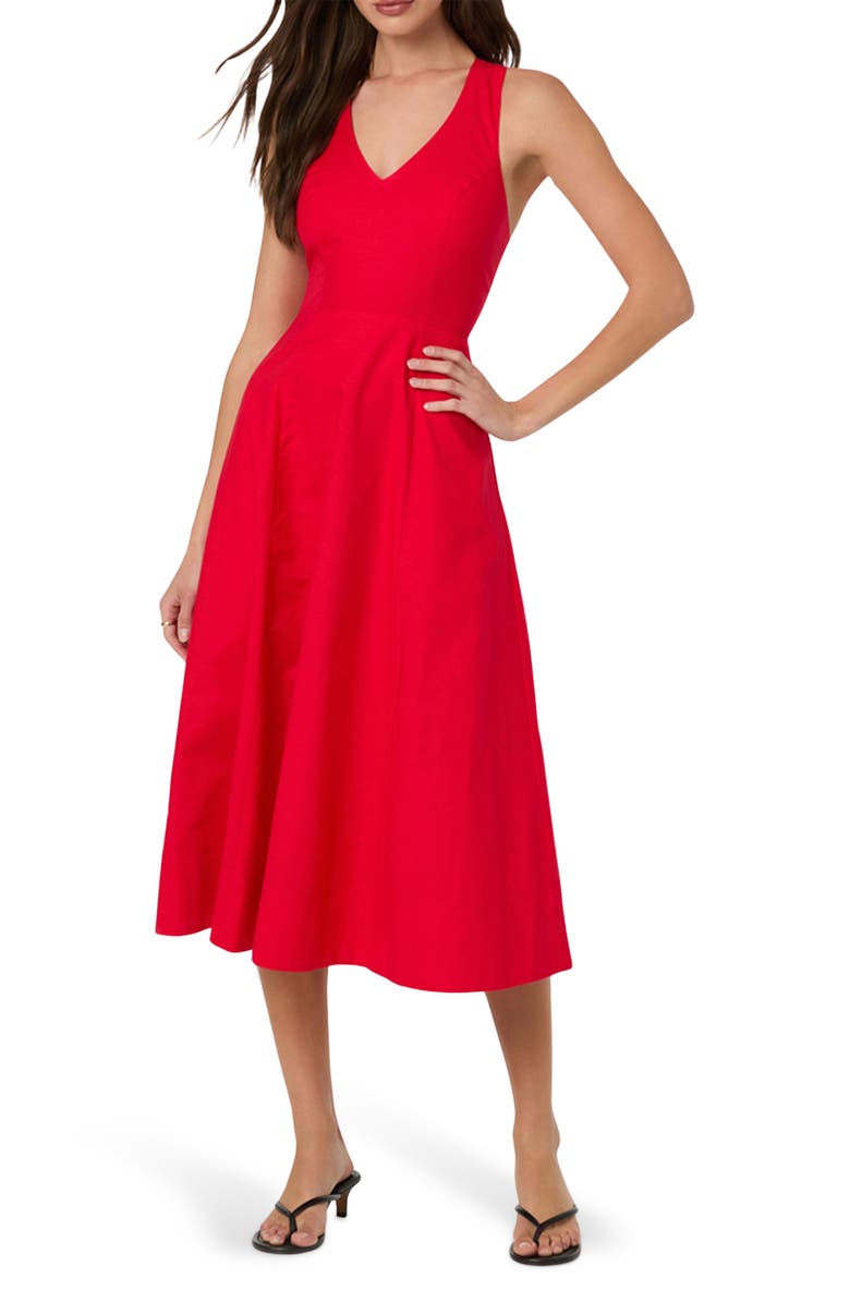 ASTR the Label Cross Back Sleeveless Midi Dress, Main, color, Red