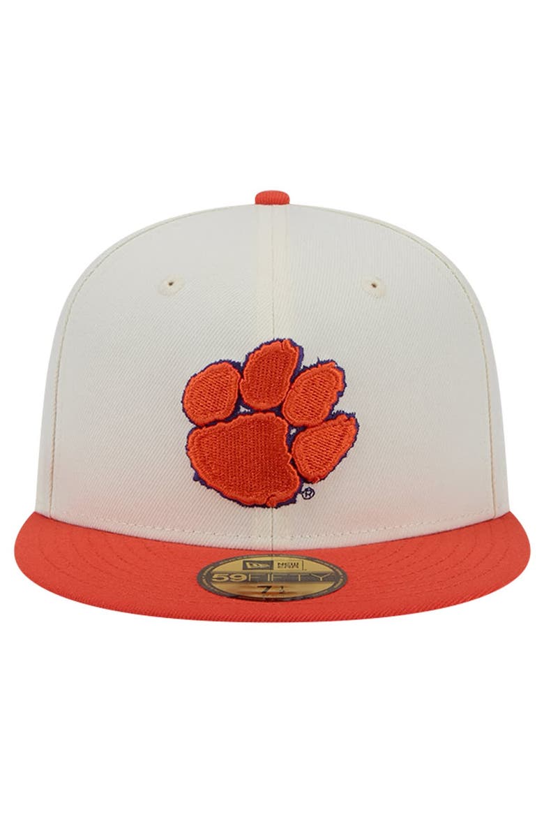Men's New Era Clemson Tigers Chrome White Vintage 59FIFTY Fitted Hat, Alternate, color, White