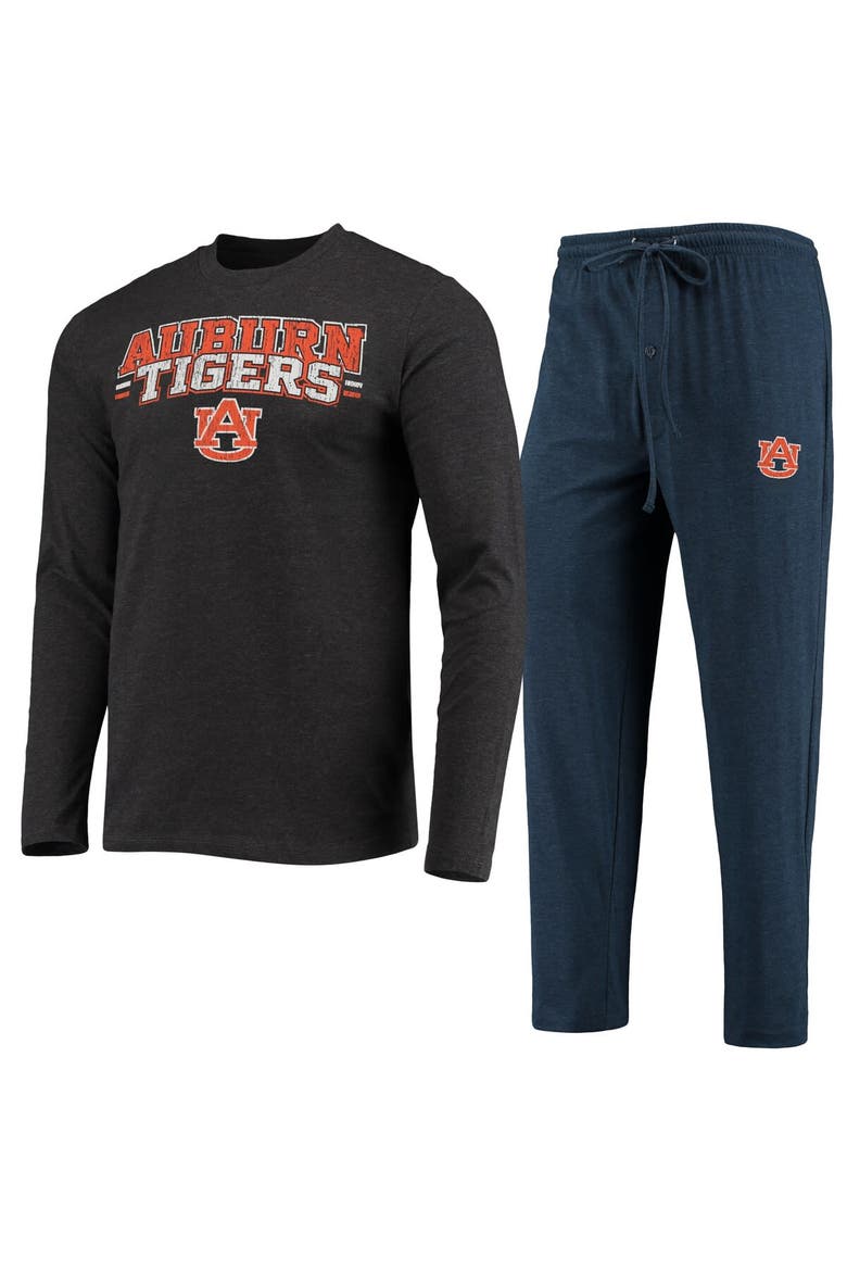 Men's Concepts Sport Navy/Heathered Charcoal Auburn Tigers Meter Long Sleeve T-Shirt & Pants Sleep Set, Main, color, Navy