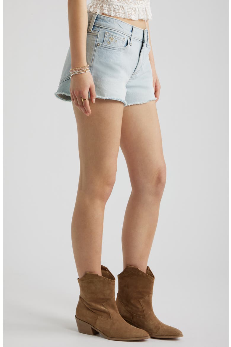 Festival Fray Hem Denim Shorts, Alternate, color, SUNSET WASH