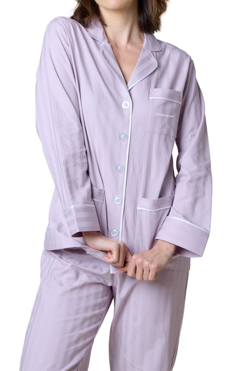 KIP Bridesmaid Cotton Long Pajama Set, Alternate, color, Lavender