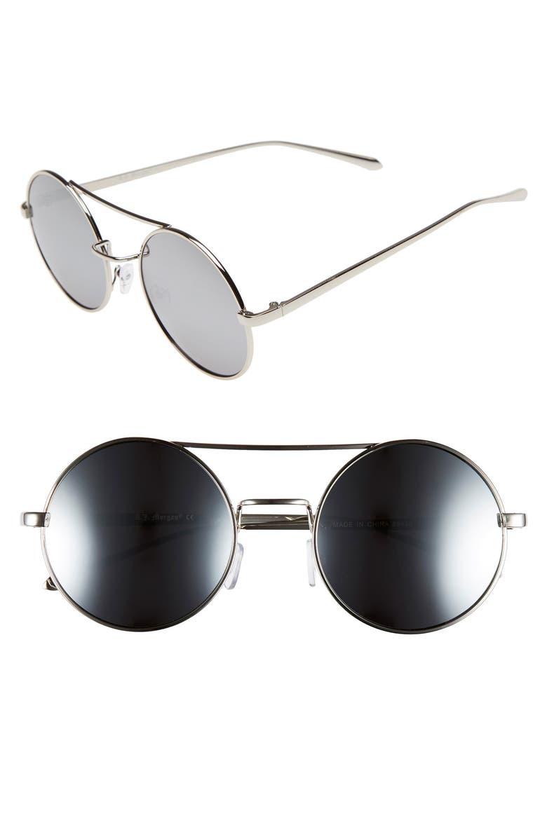 'Eclipse' 54mm Round Mirror Lens Sunglasses, Main, color, SILVER/ MIRROR