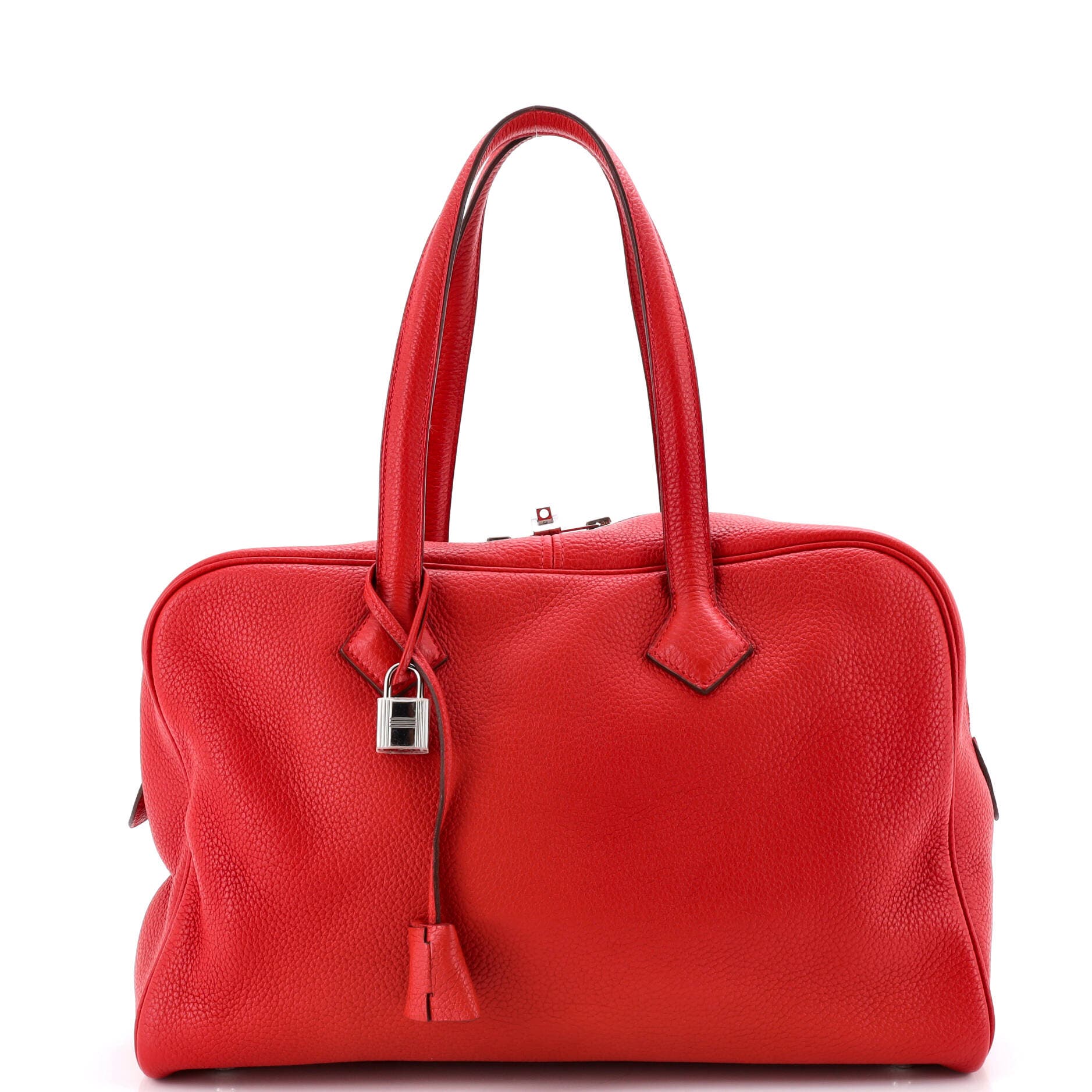 Pre-Owned Hermes Victoria II Bag Clemence 35, Main, color, Rouge Casaque