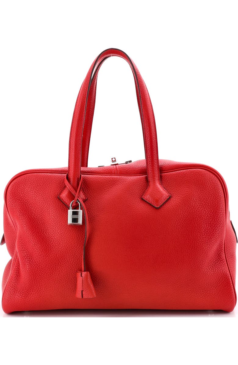 Pre-Owned Hermes Victoria II Bag Clemence 35, Main, color, Rouge Casaque