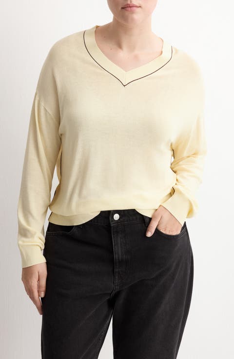 Bert Jersey V-Neck Sweater (Regular & Plus)