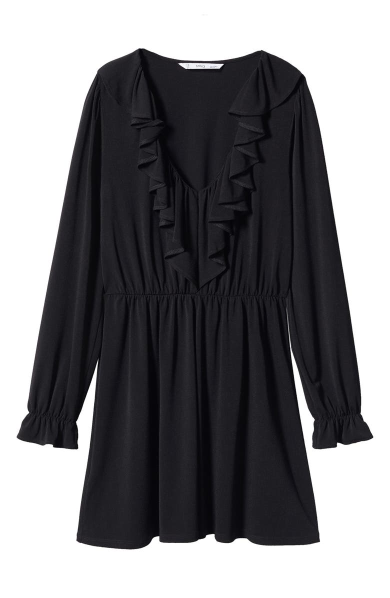 MANGO Ruffle Long Sleeve Dress, Alternate, color, 