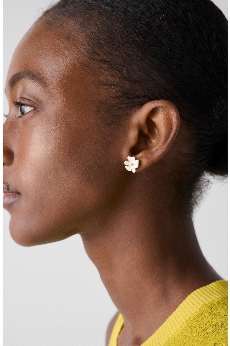 flower stud earrings, Alternate, color, WHITE
