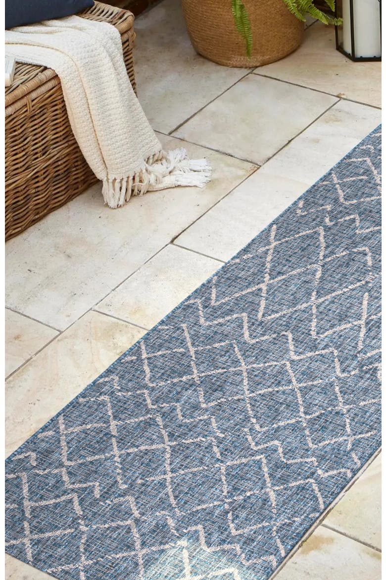 Madaba Moroccan Trellis Indoor/Outdoor Area Rug, Alternate, color, Navy/Light Gray