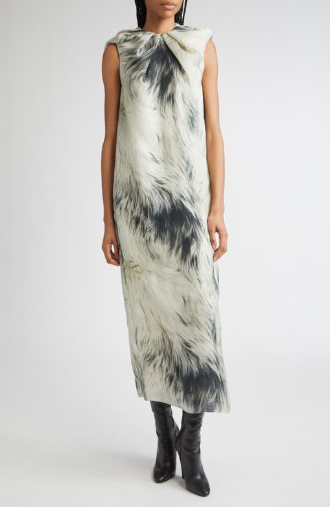 The Margaux Fur Print Sleeveless Silk Maxi Dress