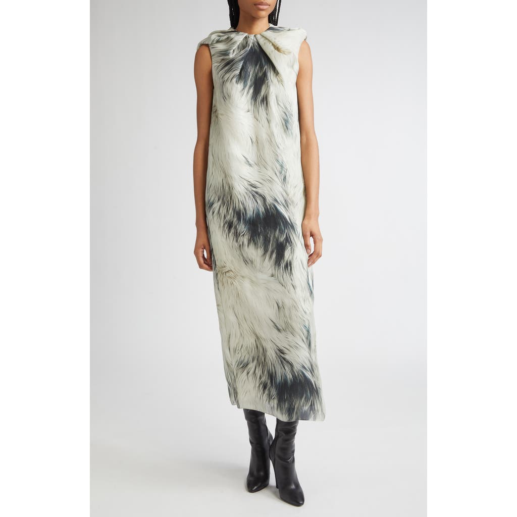 Brandon Maxwell The Margaux Fur Print Sleeveless Silk Maxi Dress In Multi