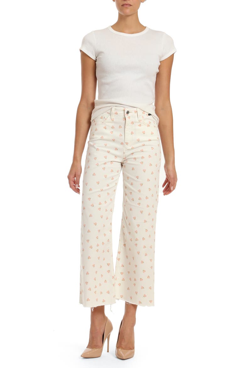 Barcelona High Waist Raw Hem Wide Leg Jeans, Alternate, color, MICRO FLOWERS STR
