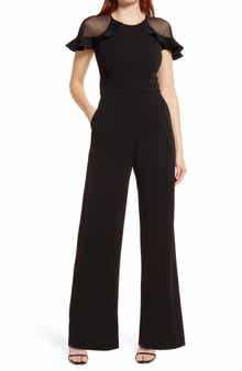 Eliza J Illusion Ruffle Shoulder Jumpsuit