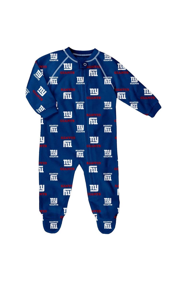 Infant Royal New York Giants Allover Print Raglan Full-Zip Jumper, Main, color, Royal