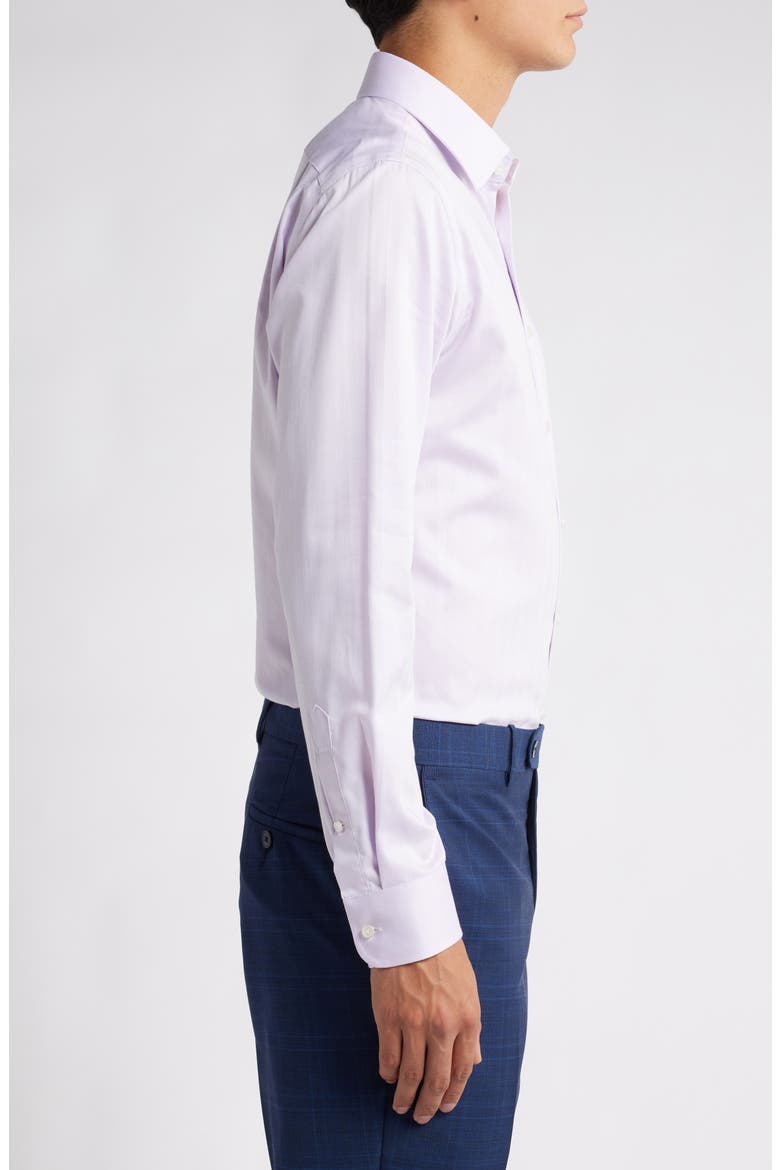 Trim Fit Herringbone Dress Shirt, Alternate, color, PURPLE CALM HERRINGBONE