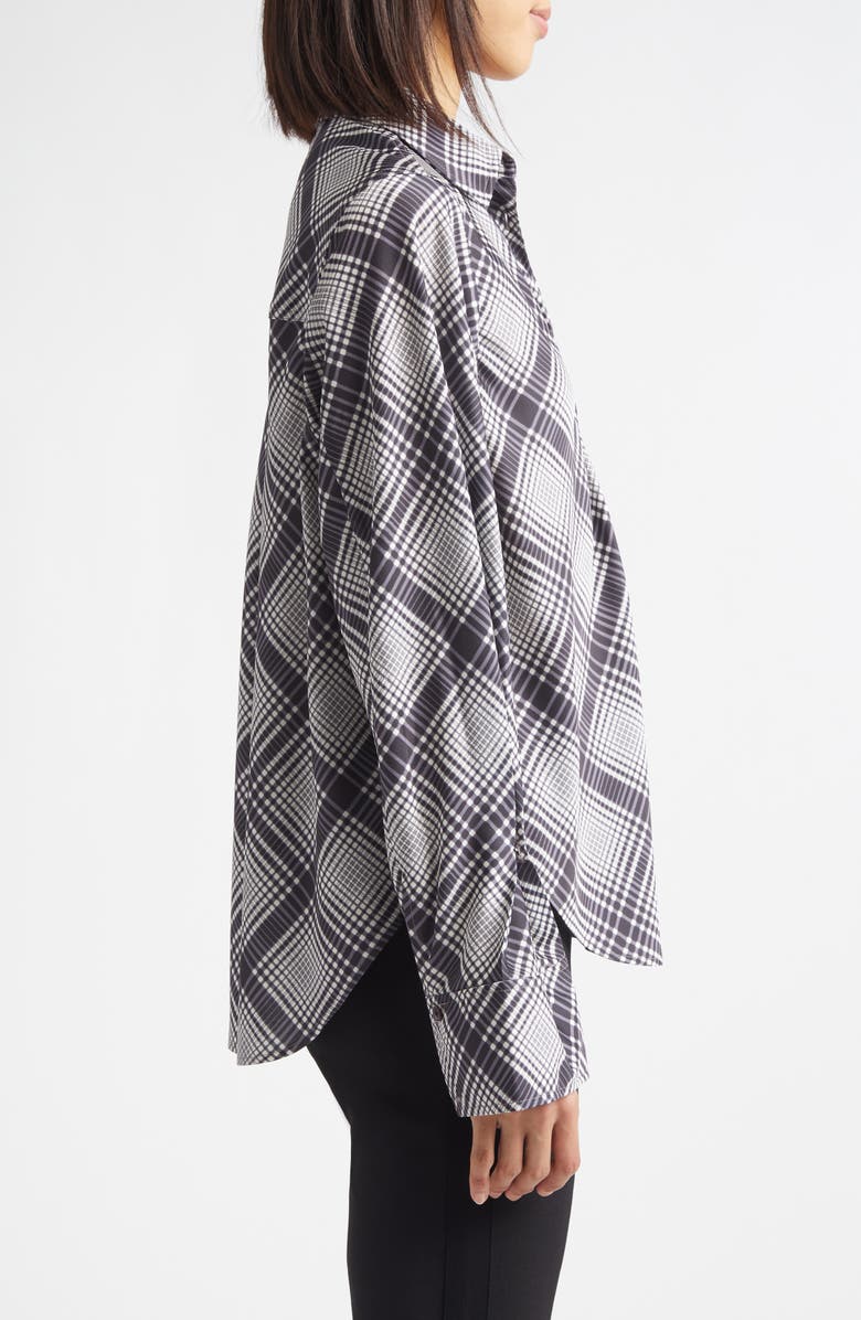 Derek Lam 10 Crosby Wesley Lattice Print Button-Up Shirt, Alternate, color, Black/ Shark/ Ecru