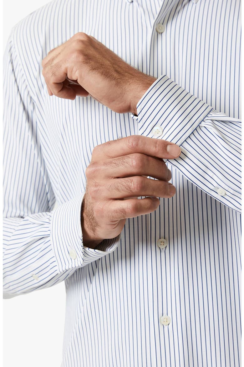 Modern Fit Stripe Tech Button-Up Shirt, Alternate, color, WHITE