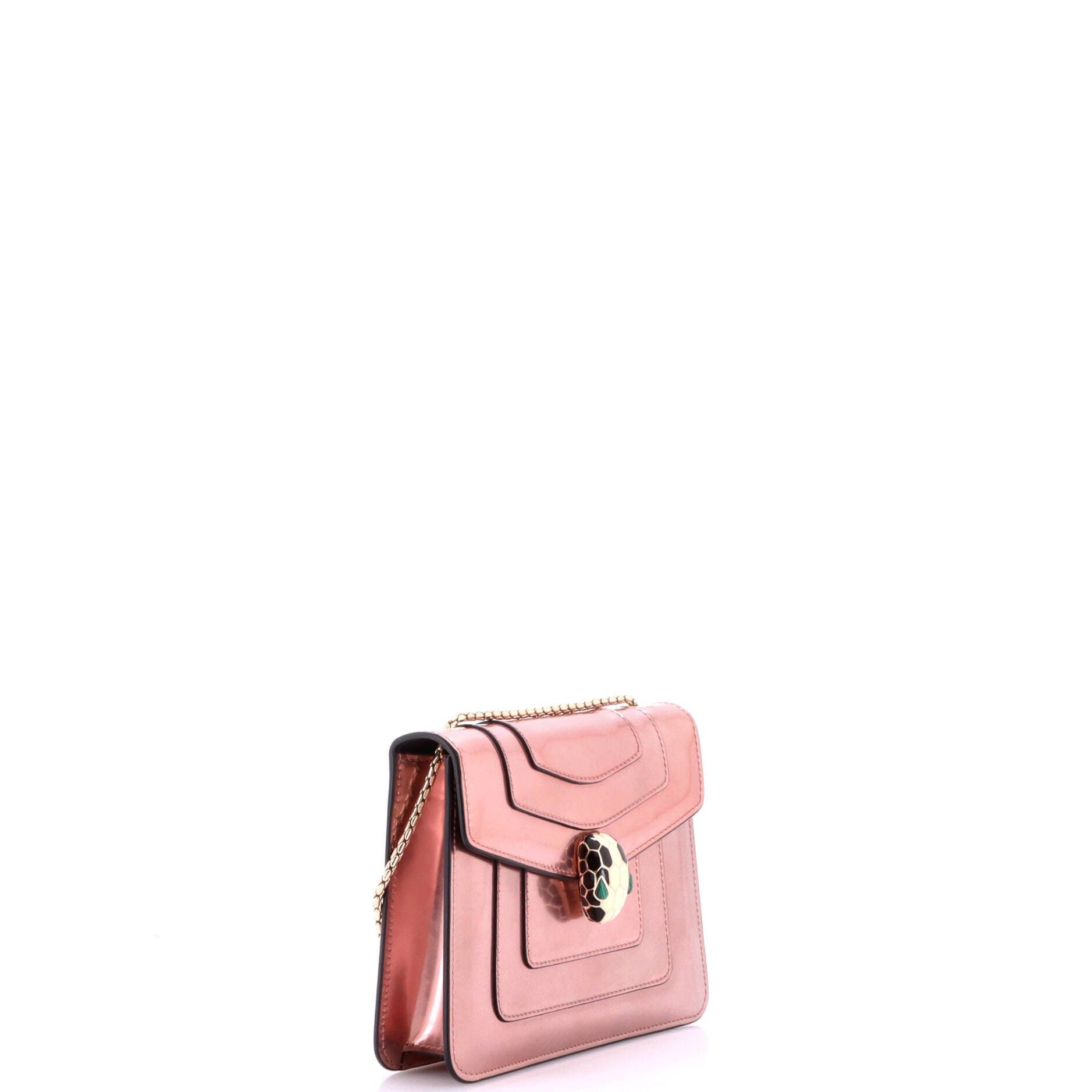 Serpenti Forever Square Shoulder Bag Metallic Leather Small, Alternate, color, Metallic Silver