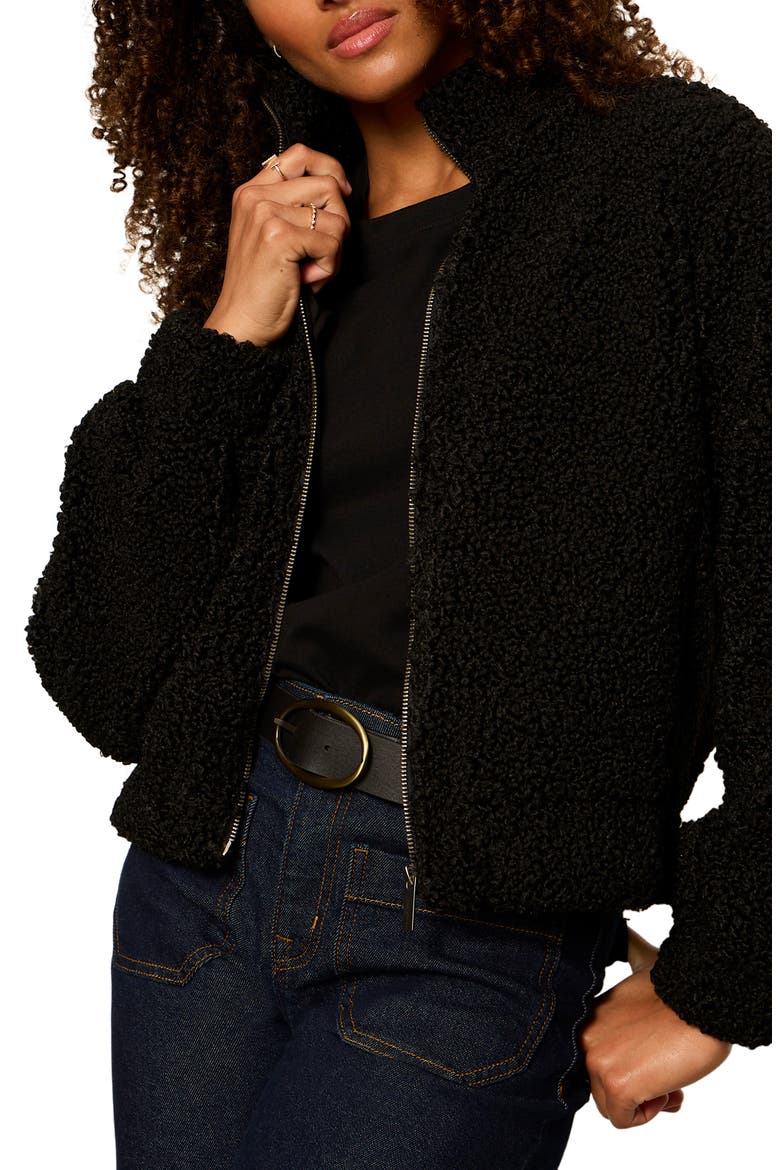 Cloud Nine Faux Fur Bomber Jacket, Alternate, color, BLACK