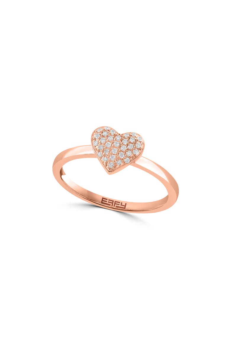 Diamond Pavé Heart Ring - 0.11ctw, Main, color, ROSE GOLD