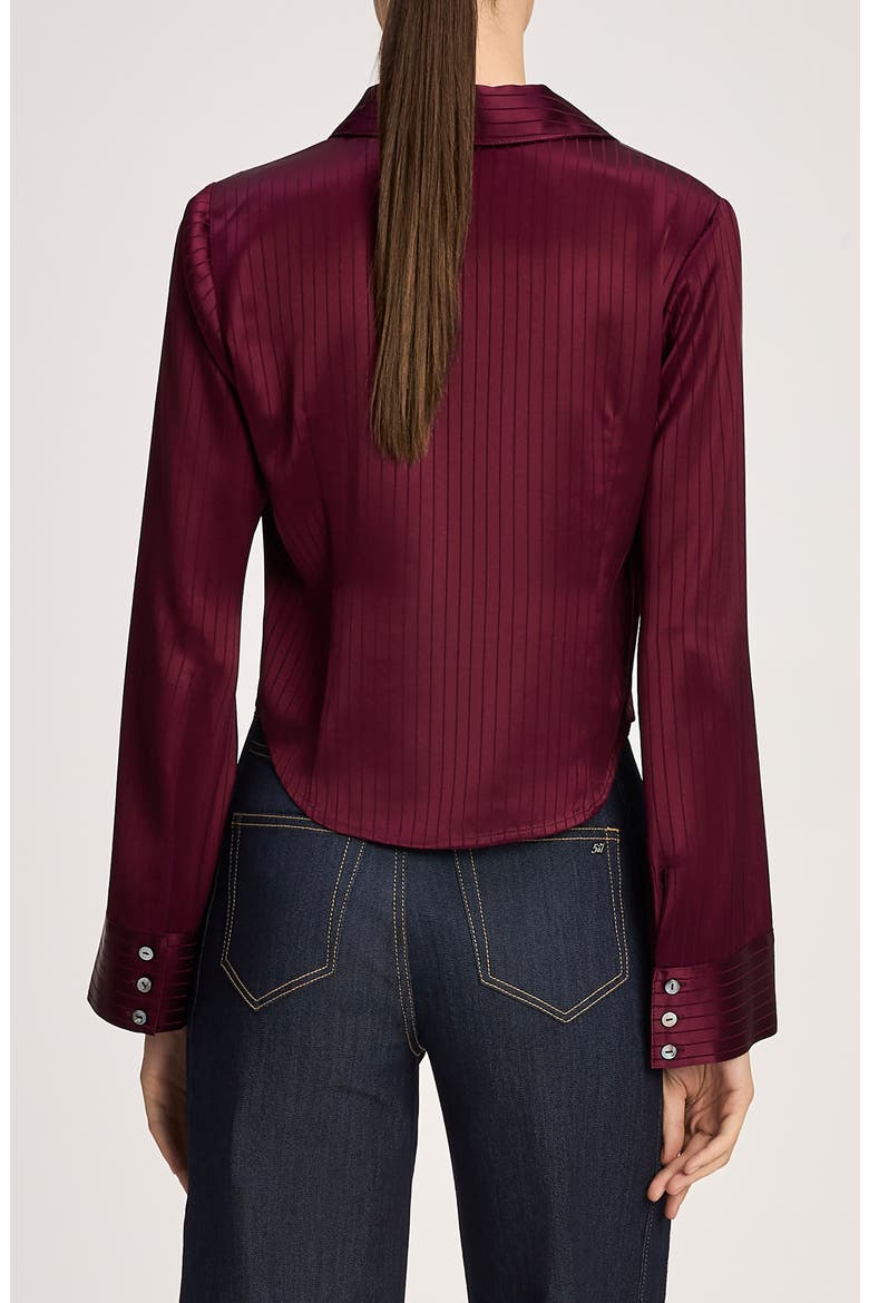 Georgia Satin Striped Shirt, Alternate, color, BLACK CHERRY