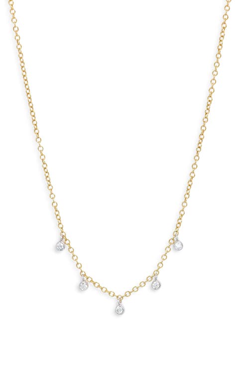 14k Gold Diamond Bezel Necklace